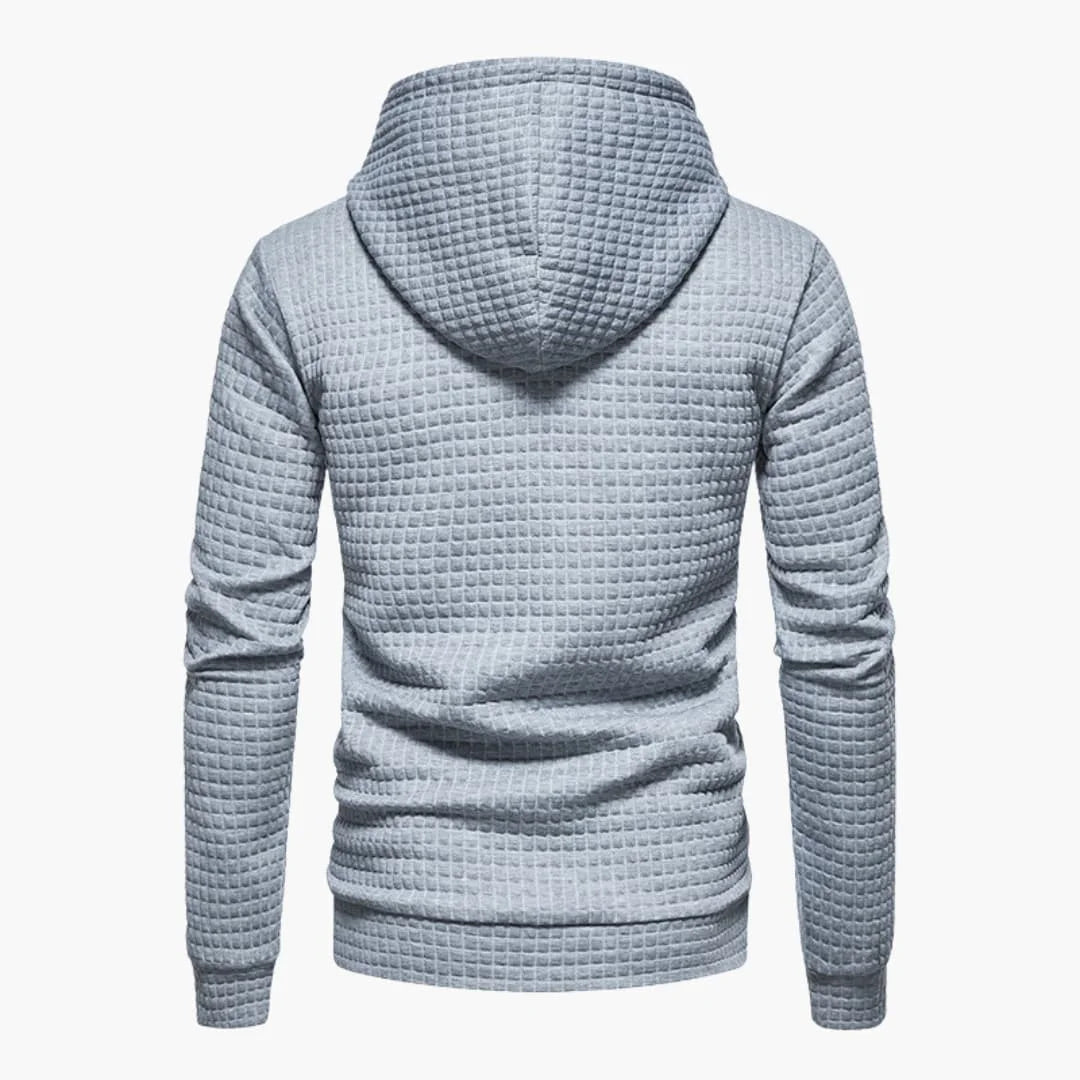 Women's quilted hoodie with kangaroo pocket and drawstring cowl-neck