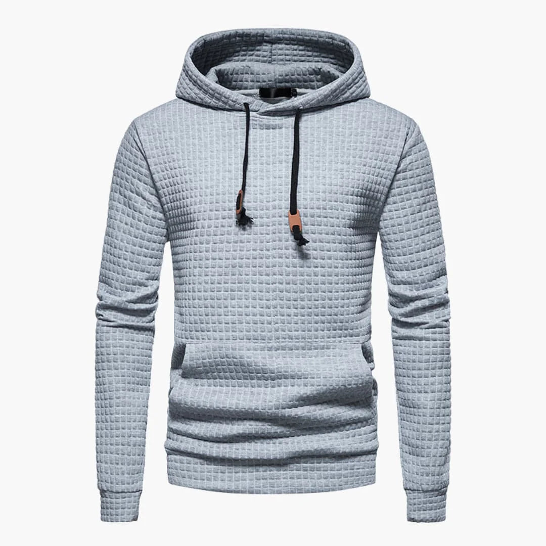 Women's quilted hoodie with kangaroo pocket and drawstring cowl-neck