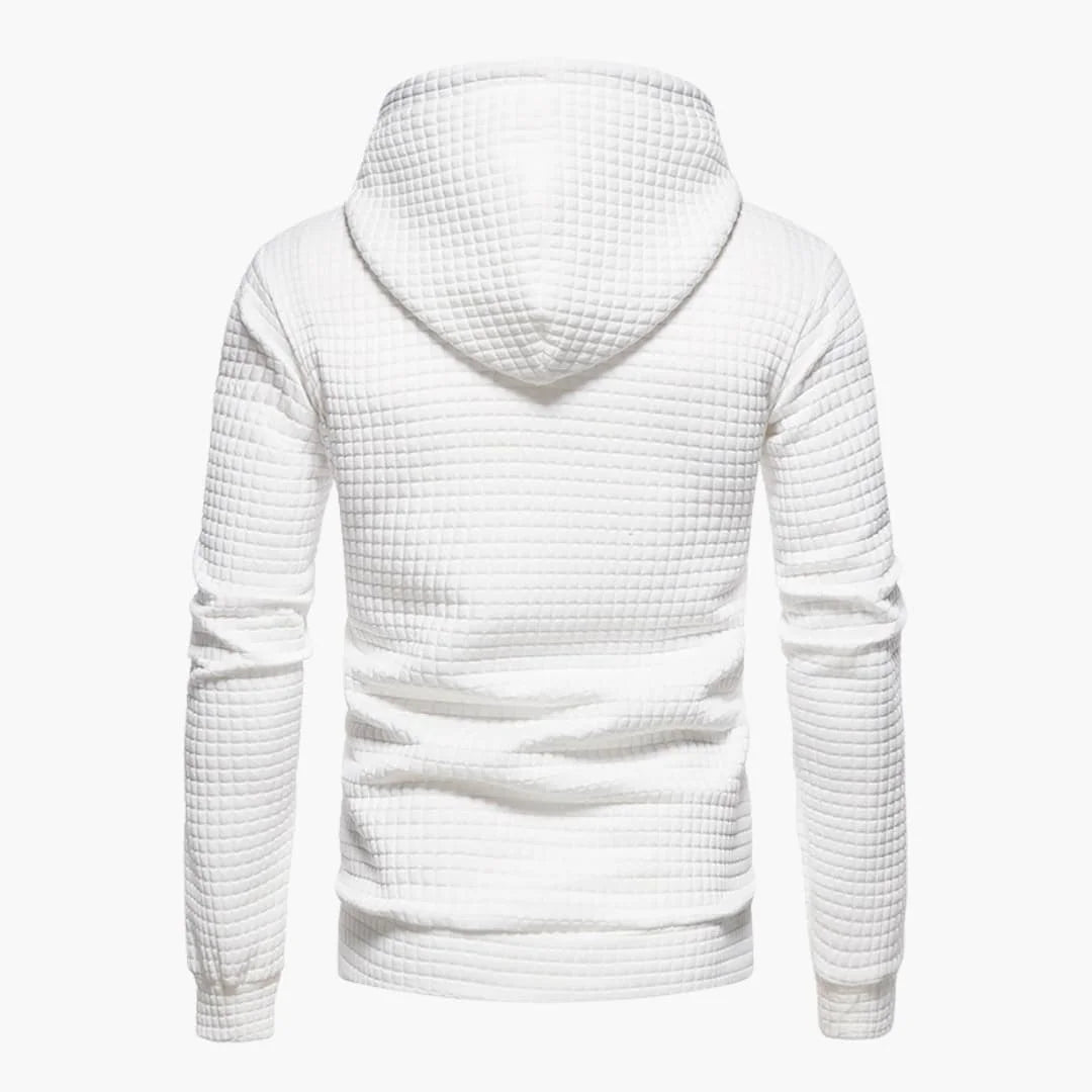 Women's quilted hoodie with kangaroo pocket and drawstring cowl-neck