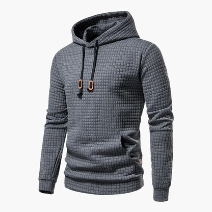 Women's quilted hoodie with kangaroo pocket and drawstring cowl-neck – Dark grey