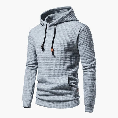 Women's quilted hoodie with kangaroo pocket and drawstring cowl-neck – Light grey