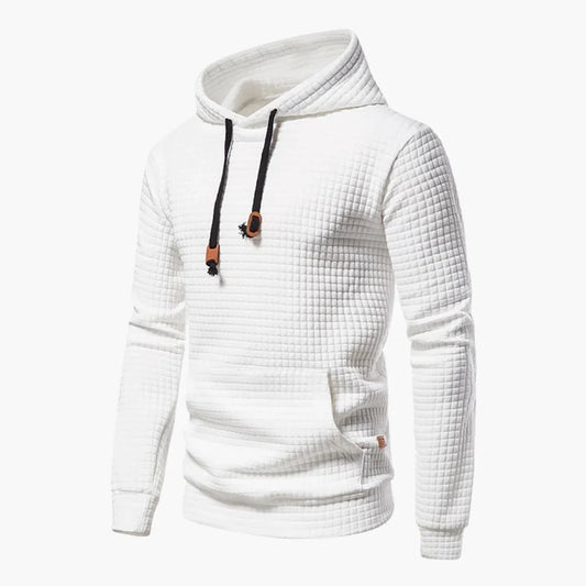 Women's quilted hoodie with kangaroo pocket and drawstring cowl-neck – White