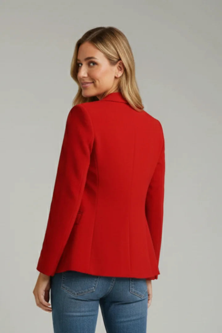Women's blazer with notched lapel and single-button blazer