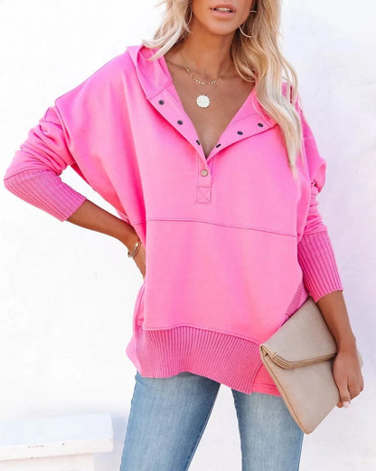 Women's relaxed-fit hooded drawstring pullover tunic sweatshirt