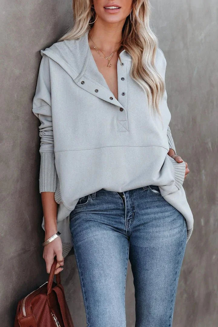 Women's relaxed-fit hooded drawstring pullover tunic sweatshirt