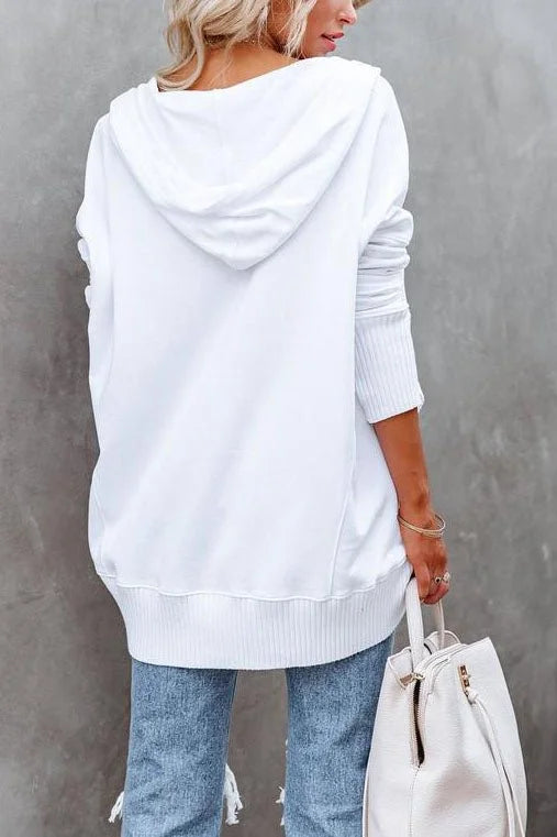 Women's relaxed-fit hooded drawstring pullover tunic sweatshirt