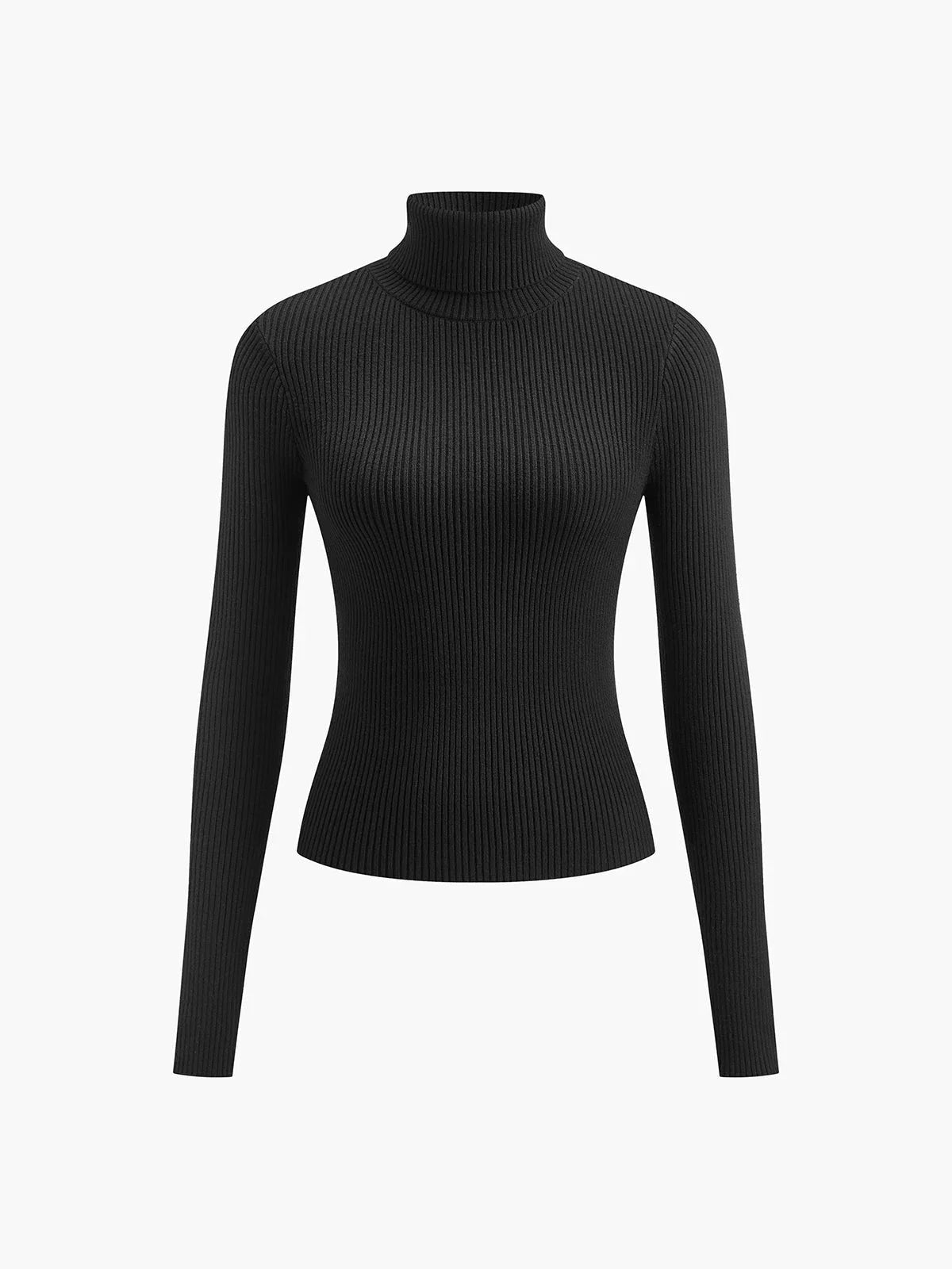 Women's ribbed turtleneck lightweight knit sweater