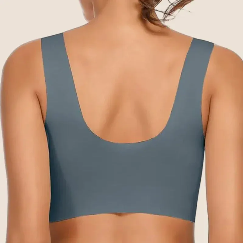 Women's seamless bra with V-neckline and wide pullover straps