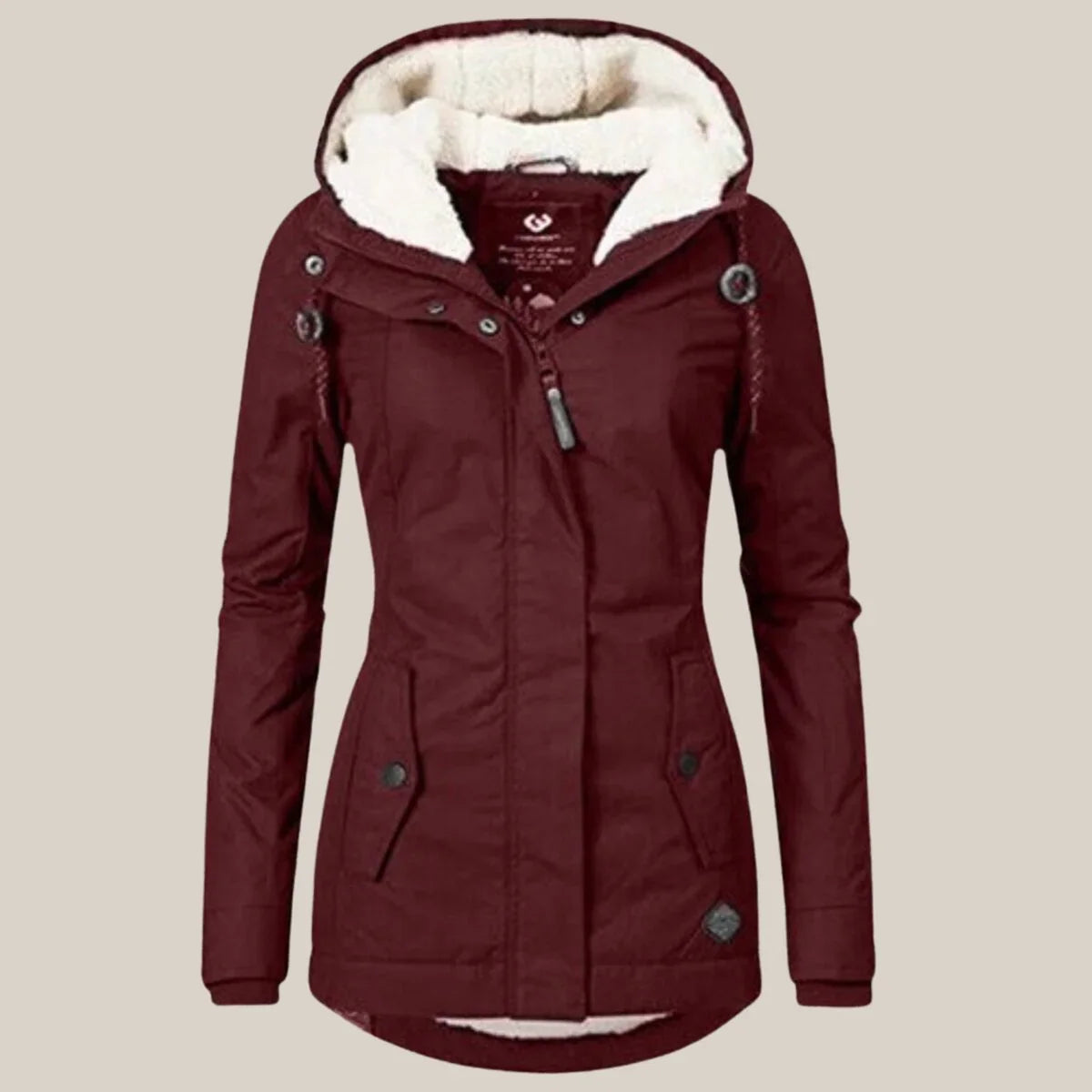 Women's sherpa-lined hooded quilted jacket fleece winter coat