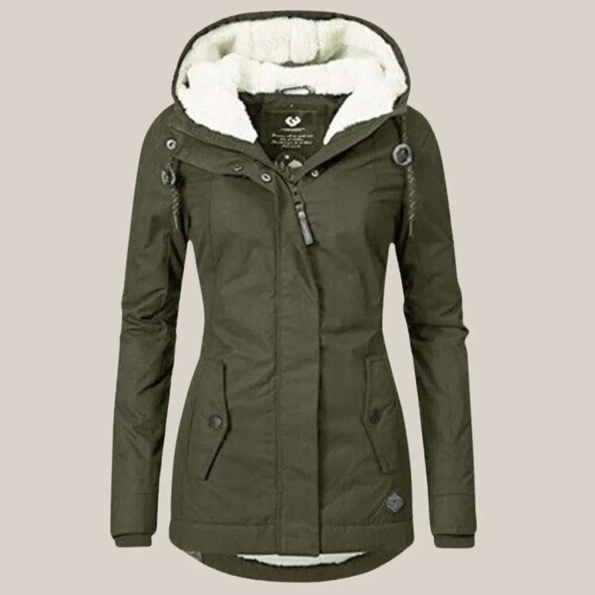 Women's sherpa-lined hooded quilted jacket fleece winter coat – Green