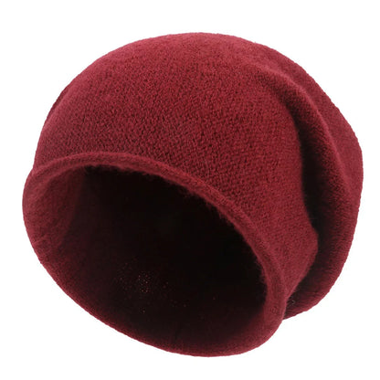 Women's soft casual relaxed-fit knit beanie with slouchy design – Claret