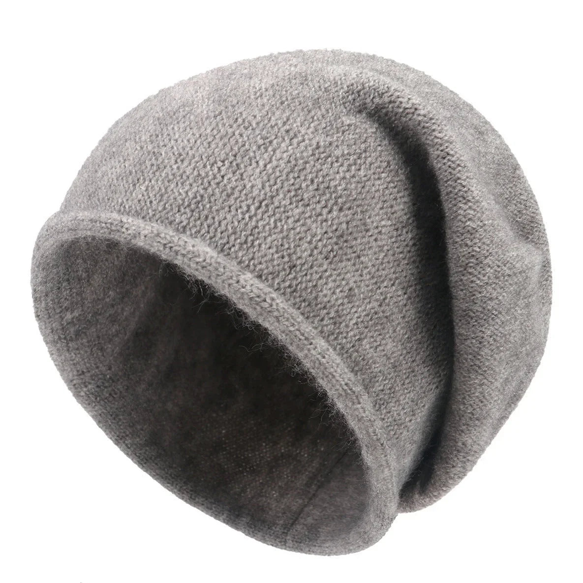 Women's soft casual relaxed-fit knit beanie with slouchy design – Dark Grey