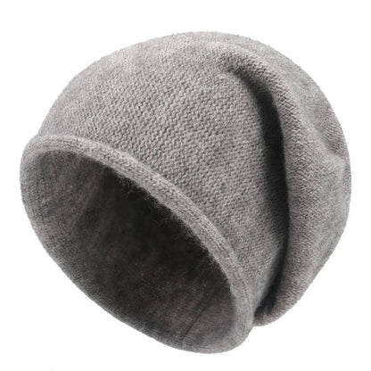 Women's soft casual relaxed-fit knit beanie with slouchy design – Dark Grey