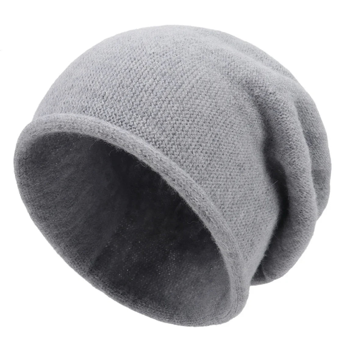 Women's soft casual relaxed-fit knit beanie with slouchy design – Grey
