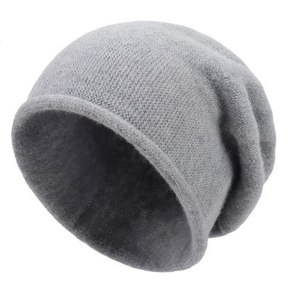 Women's soft casual relaxed-fit knit beanie with slouchy design – Grey