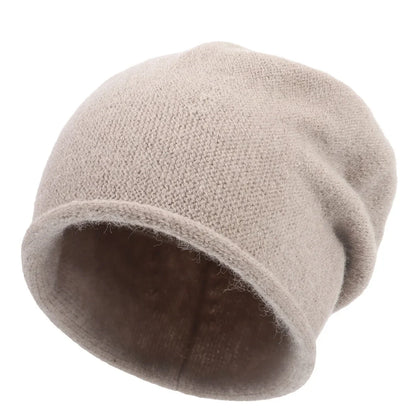 Women's soft casual relaxed-fit knit beanie with slouchy design – Khaki
