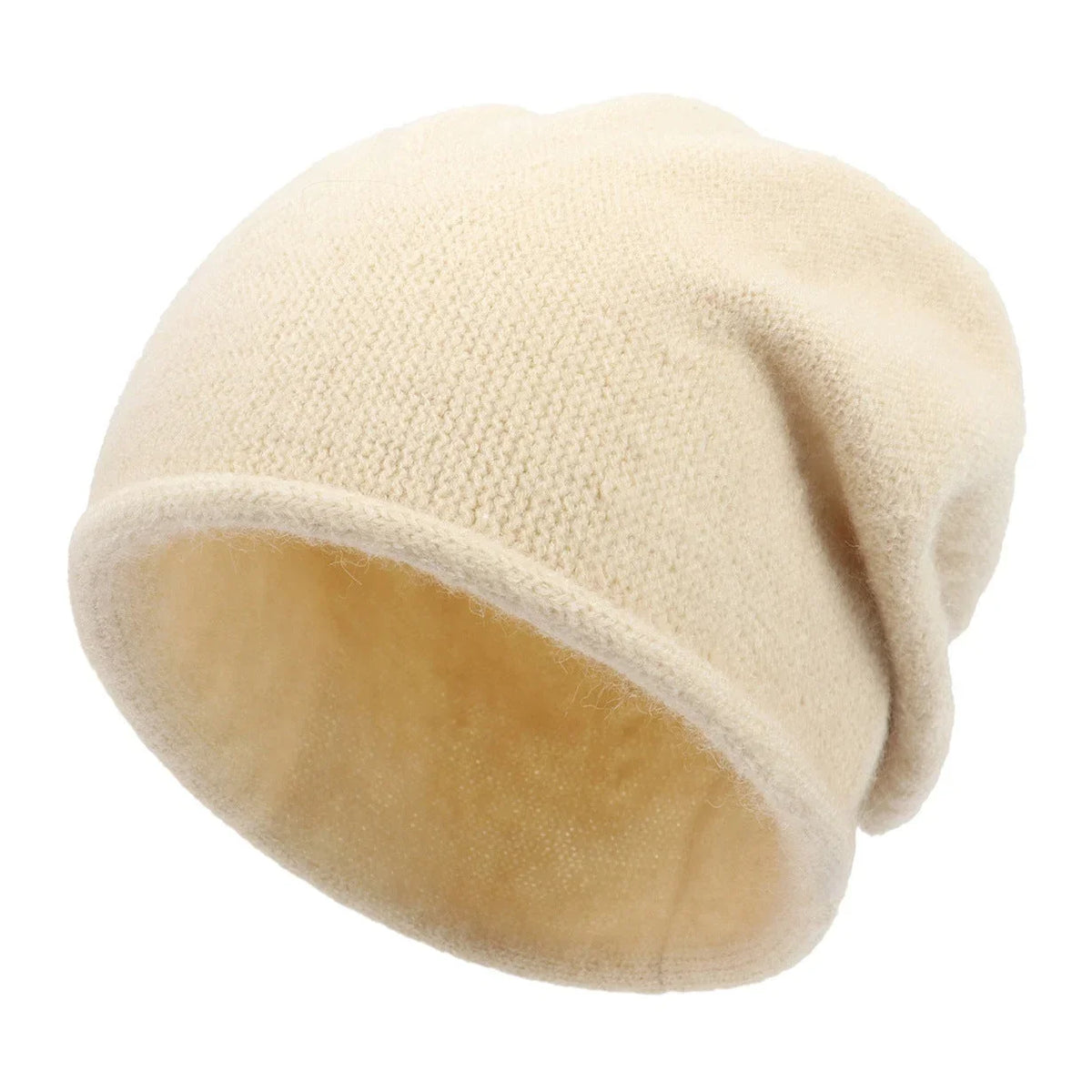 Women's soft casual relaxed-fit knit beanie with slouchy design – Off-White