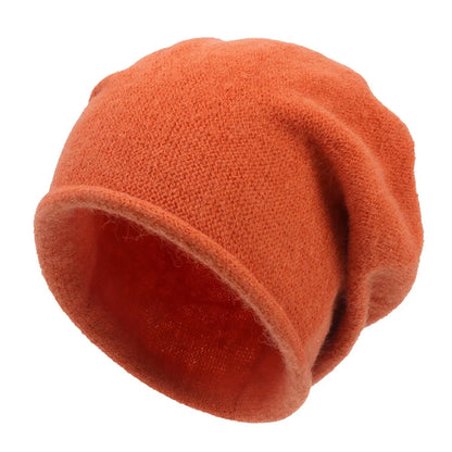 Women's soft casual relaxed-fit knit beanie with slouchy design – Orange