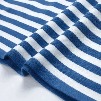 Women's striped summer long-sleeve tee shirt with relaxed crew-neck