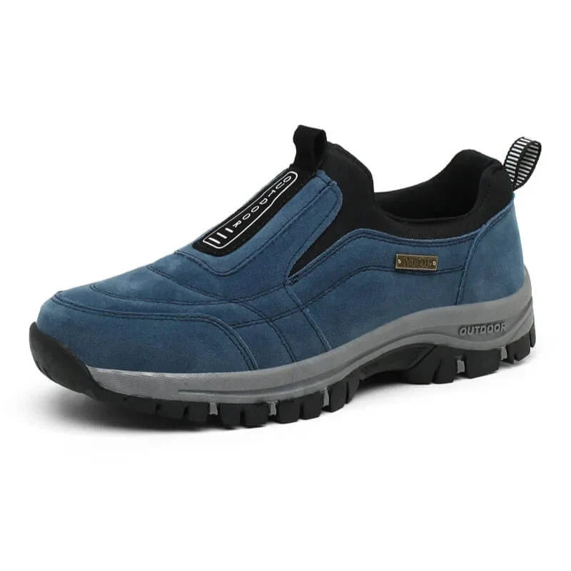 Women's suede-look slip-on comfort walking shoes with pull-tab and rugged sole – Blue