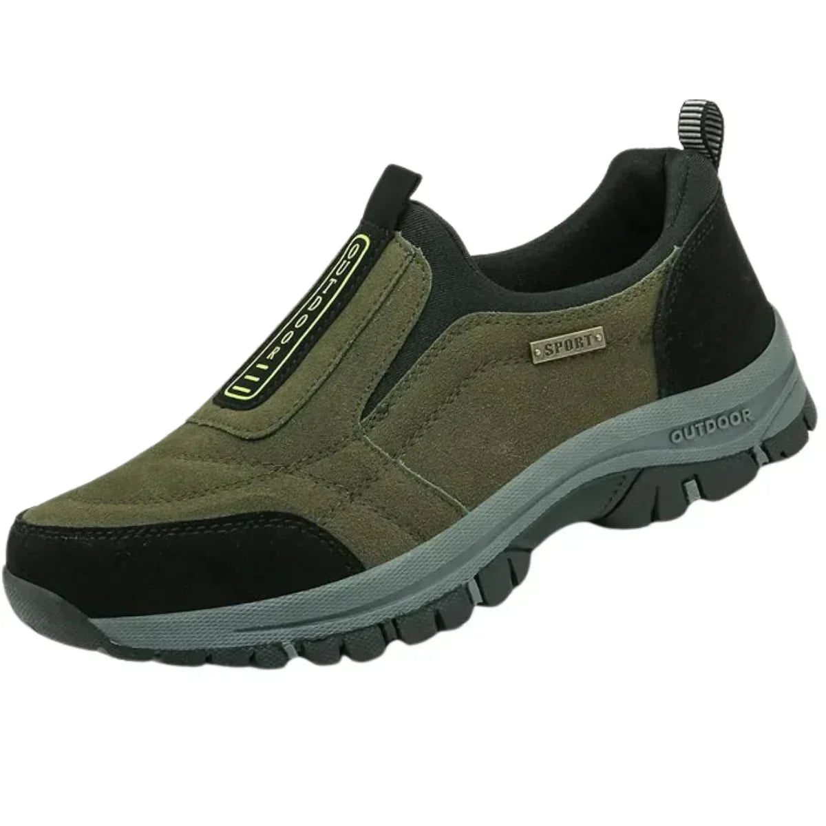 Women's suede-look slip-on comfort walking shoes with pull-tab and rugged sole – Green