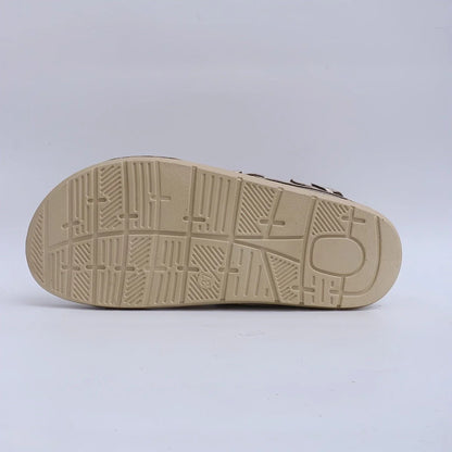 Women's suede platform sandals with criss-cross double buckle straps