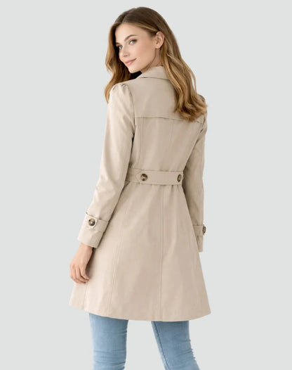 Women's tailored mid-length double-breasted trench coat