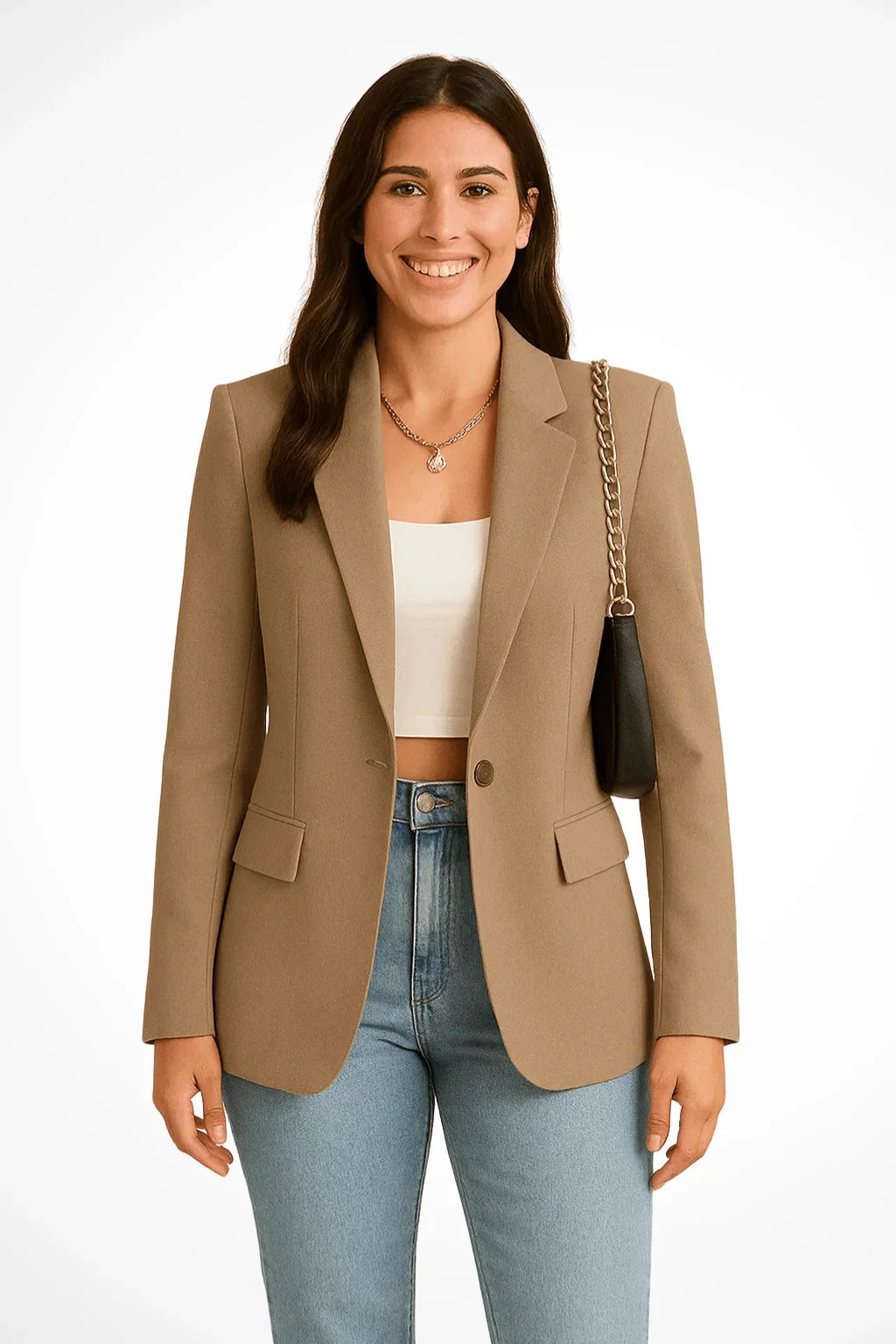 Women's tailored single-button blazer, a classic addition to any blazer wardrobe – Khaki