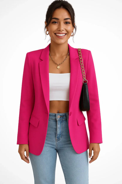Women's tailored single-button blazer, a classic addition to any blazer wardrobe – Pink