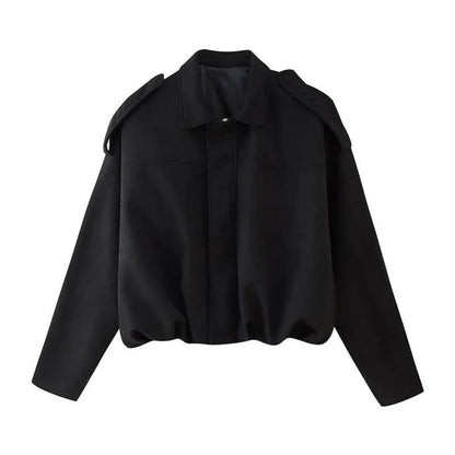 Women's vintage-inspired oversized faux suede bomber jacket – Black