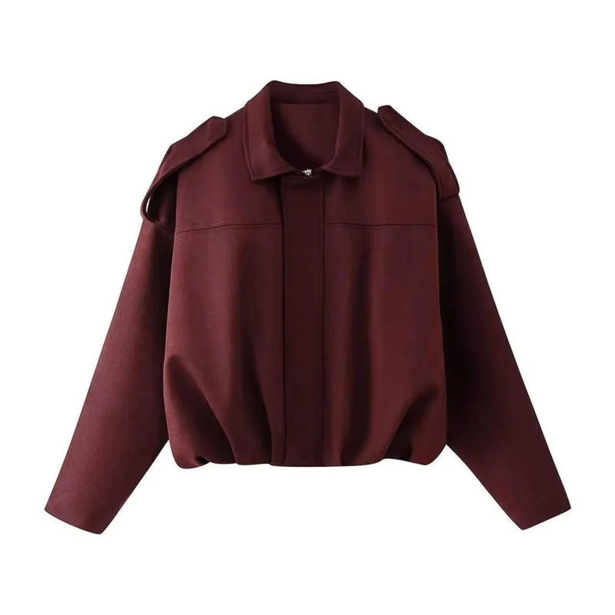 Women's vintage-inspired oversized faux suede bomber jacket – Burgundy