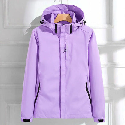 Women's waterproof hooded adjustable-fit rain jacket – Lilac