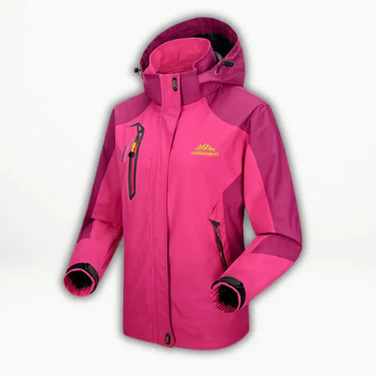 Women's waterproof hooded outdoor shell jacket – Light Red