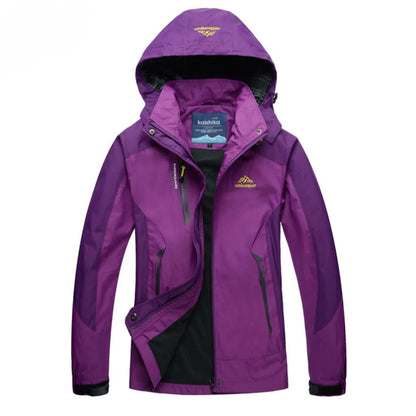 Women's waterproof hooded outdoor shell jacket – Purple
