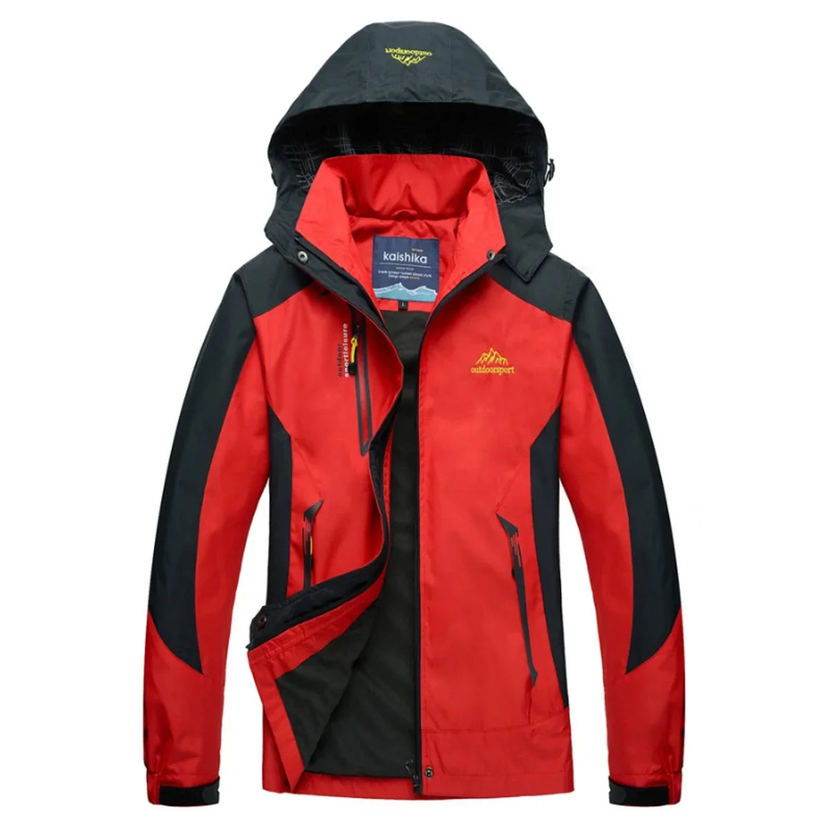 Women's waterproof hooded outdoor shell jacket – Red