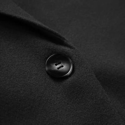 Women's winter longline double-breasted wool coat with notched lapel